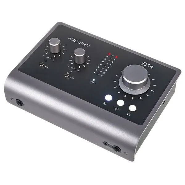 Audient iD14 MKII ljudkort med stor volymratt och två mikrofoningångar