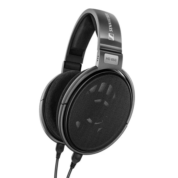 Sennheiser HD 650 öppna studiohörlurar med gråmelerade kåpor